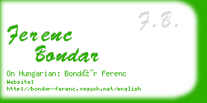 ferenc bondar business card